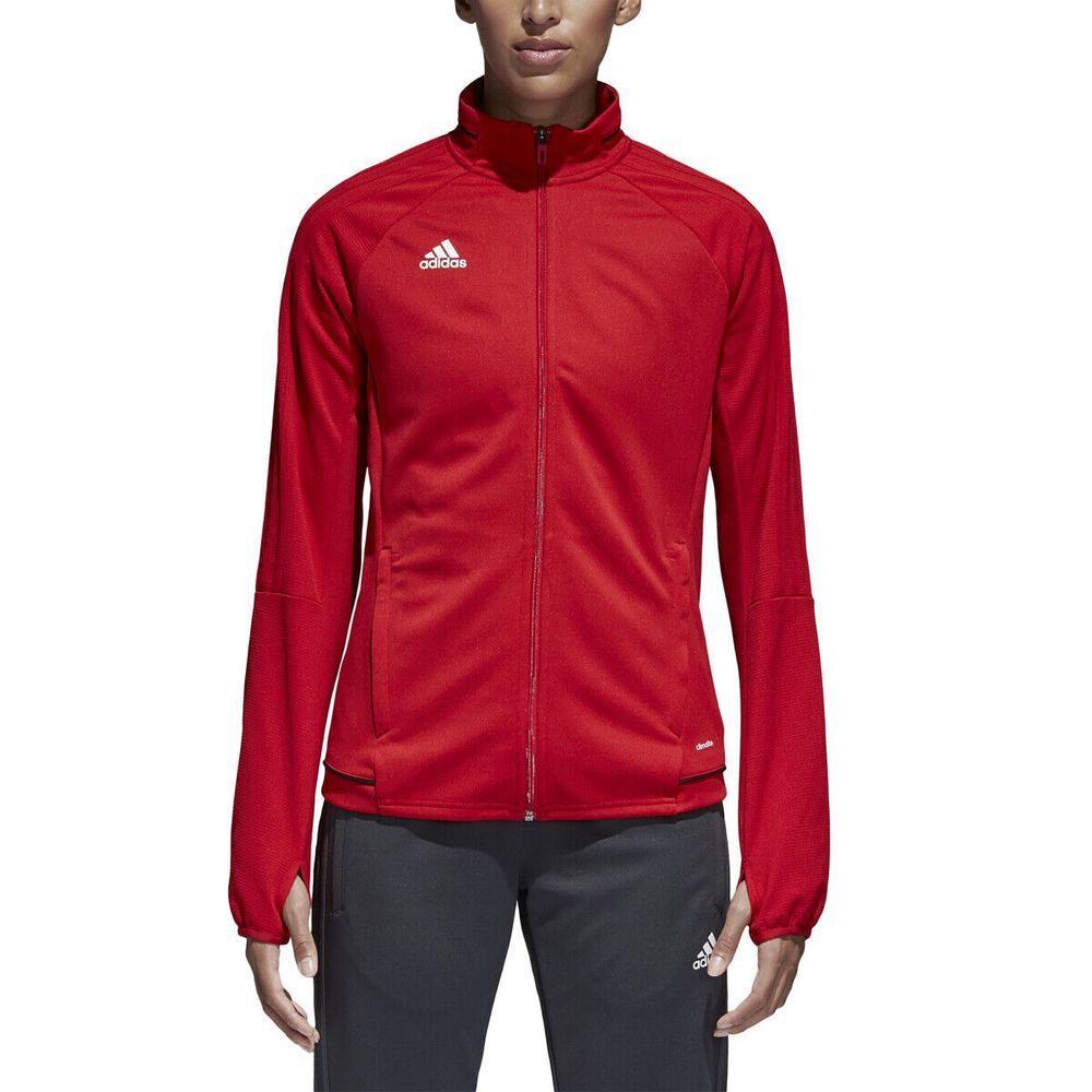 Adidas Tiro 17 Training Jacket Womens M Red Athletic Running Thumbholes New NWT